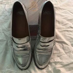 Franco Sarto silver Jolette loafers 9.5